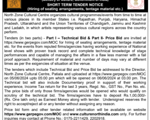 E-Tender for hiring Seating and Tentage Material